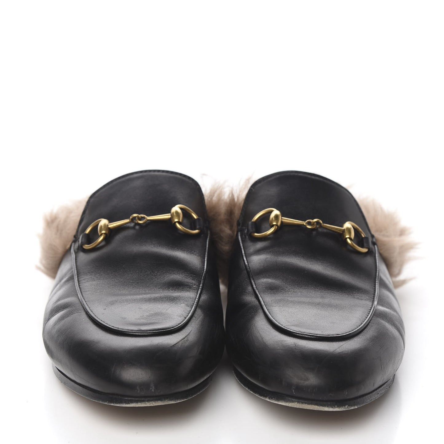 Calfskin Fur Womens Princetown Slippers 38 Black