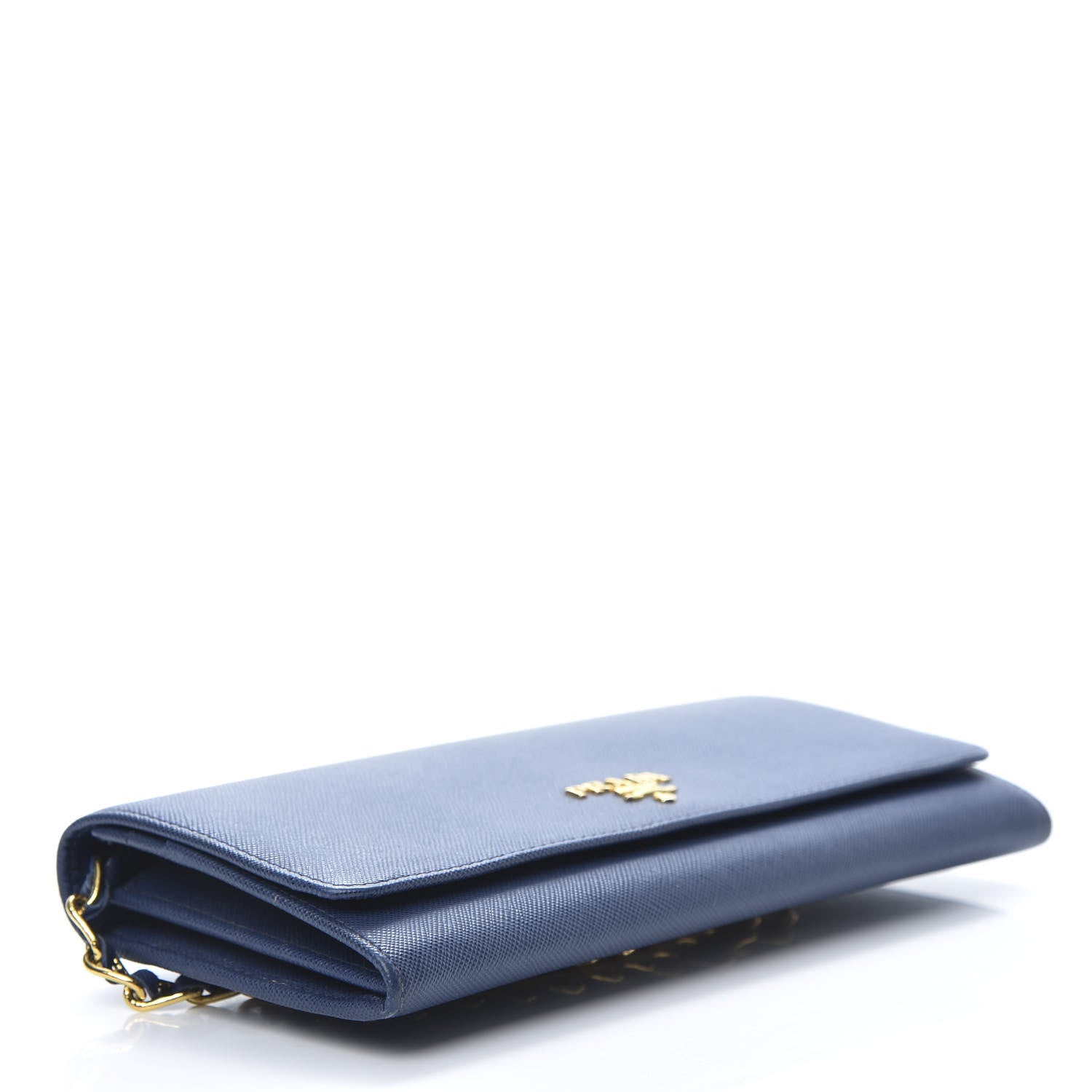 Prada Saffiano Metal Oro Chain Wallet Bleuette 4 of 15