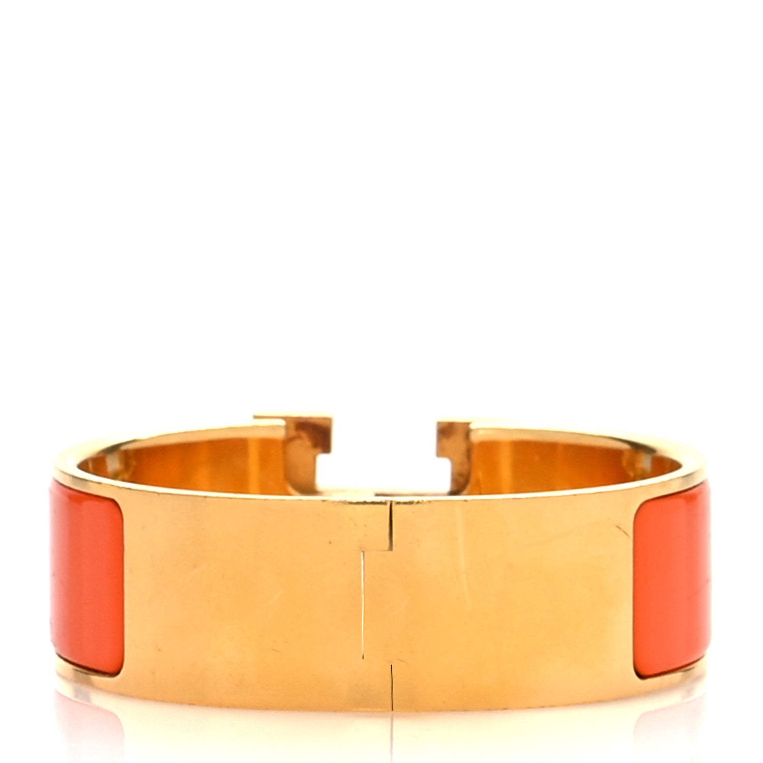Hermes Enamel Wide Clic Clac H Bracelet GM Orange 3 of 6