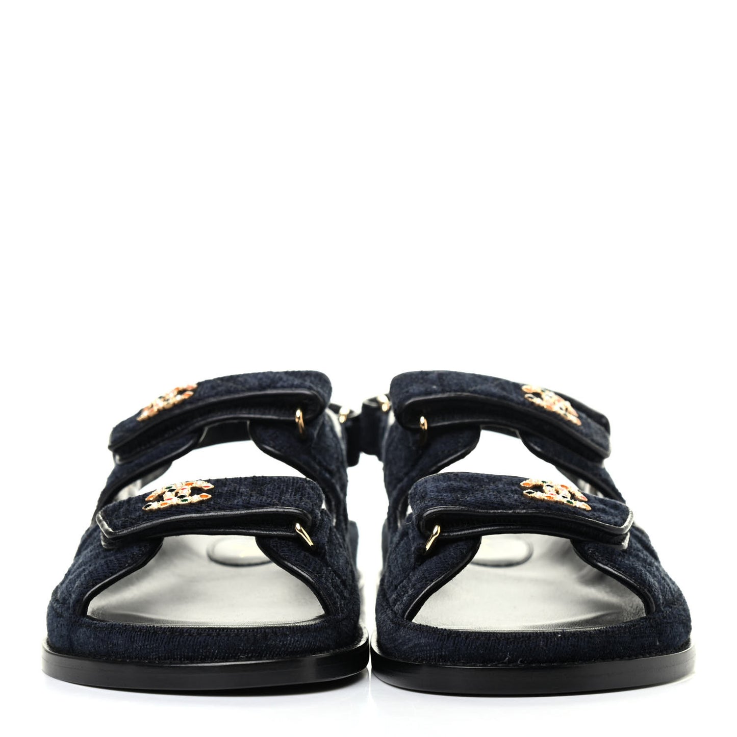 Velvet Velcro Dad Sandals 40 Navy Blue