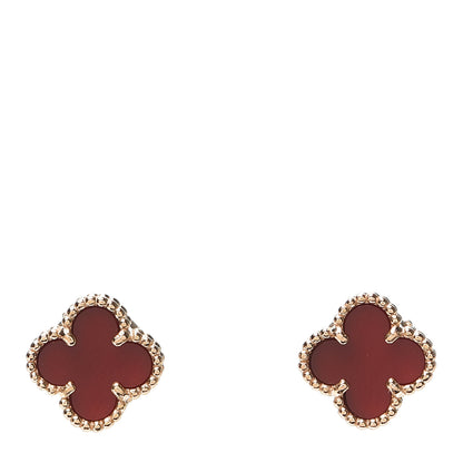 Van Cleef & Arpels 18K Rose Gold Carnelian Sweet Alhambra Earrings 1 of 5