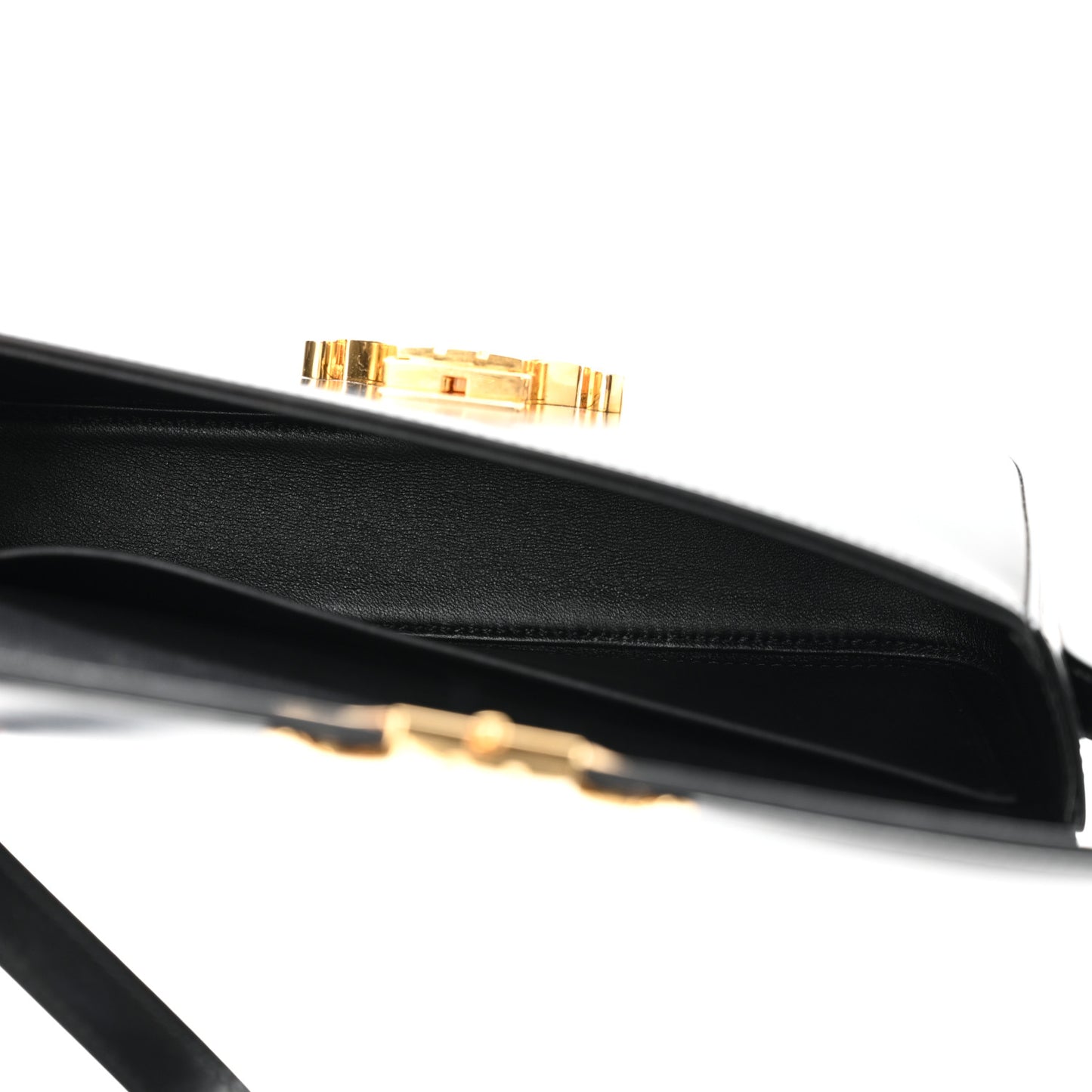 Shiny Calfskin Triomphe Shoulder Bag Black