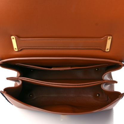 Salvatore Ferragamo Calfskin Whip Stitch Medium Margot Flap Bag Tan 5 of 9