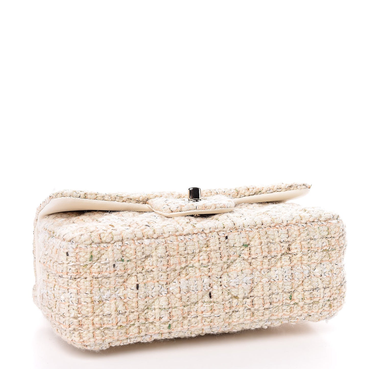 Tweed Quilted Mini Rectangular Flap Off White