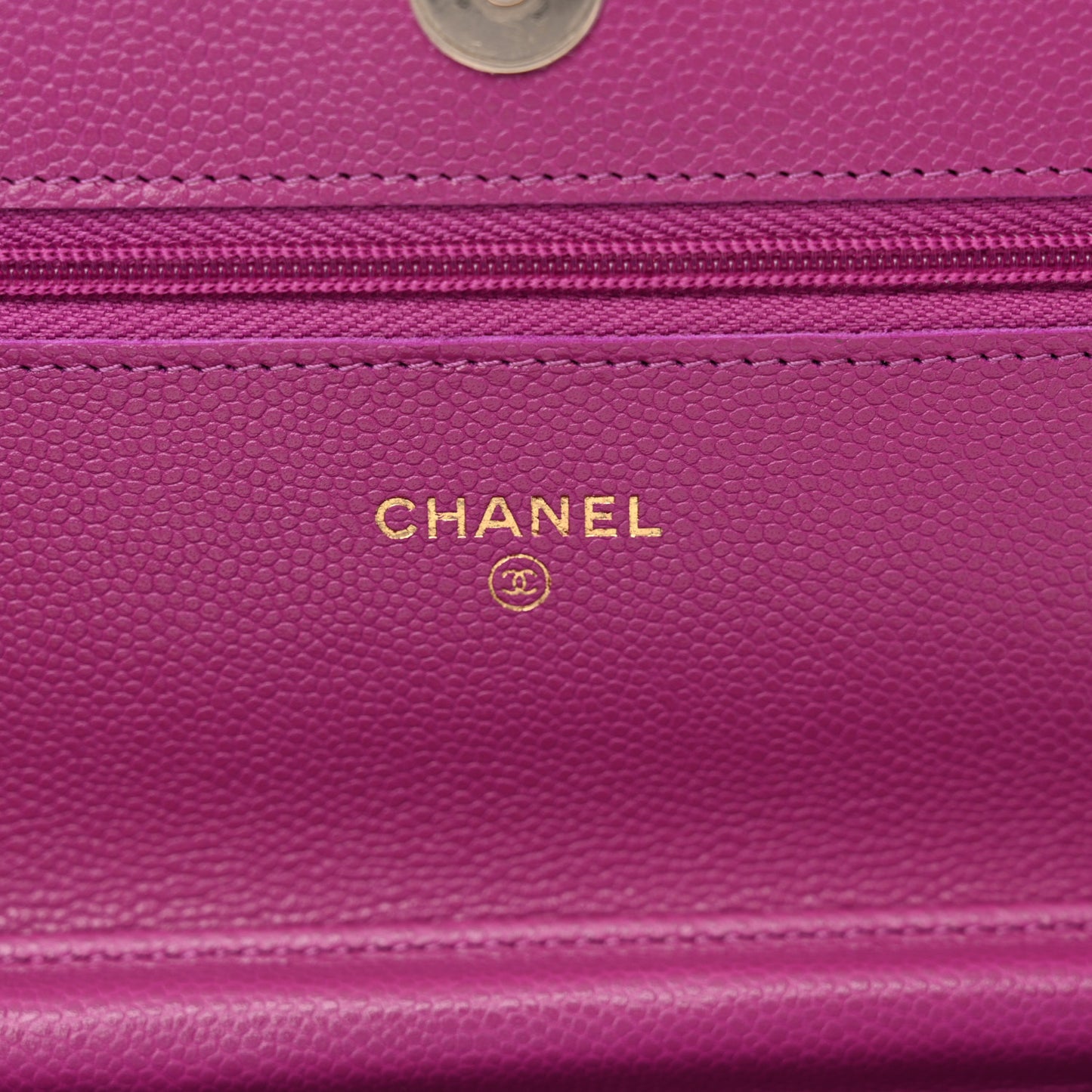 Caviar Quilted Wallet on Chain WOC Purple