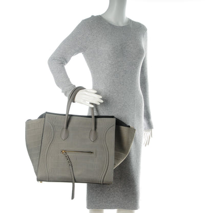 Celine Crocodile Embossed Nubuck Large Phantom Luggage Grey 2 of 8