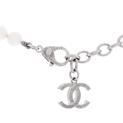Chanel Pearl Crystal CC Choker Necklace Silver 3 of 3