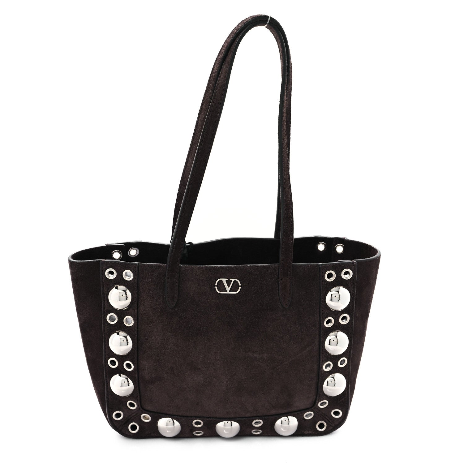 Valentino Garavani Suede Studded Mini Nellcote Shopping Tote Brown 1 of 9