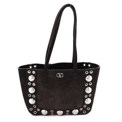 Valentino Garavani Suede Studded Mini Nellcote Shopping Tote Brown 1 of 9