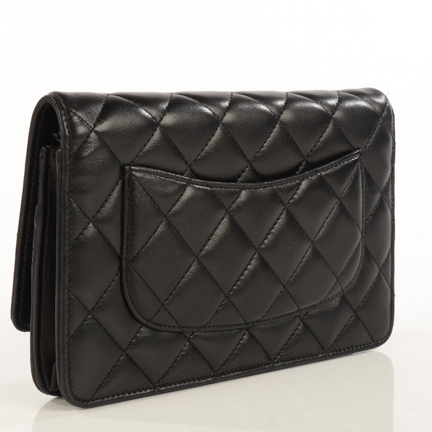 Lambskin Quilted Wallet On Chain WOC Black