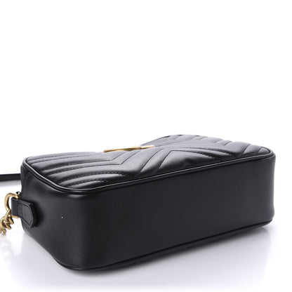 Gucci Calfskin Matelasse Small GG Marmont Chain Shoulder Bag Black 4 of 10