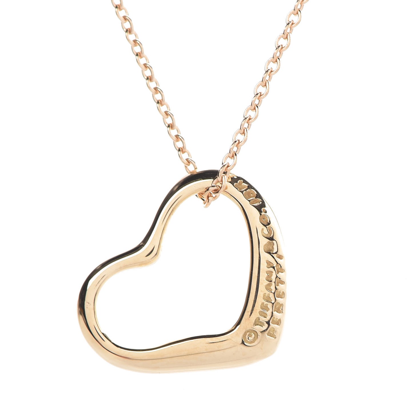18K Yellow Gold 14mm Elsa Peretti Open Heart Pendant Necklace