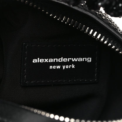Alexander Wang Satin Crystal Rhinestone Mini Scrunchie Clutch  Black 6 of 10