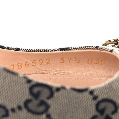 Gucci Monogram Horsebit Womens Slingback Ballet Flat 37.5 Beige Blue 7 of 10