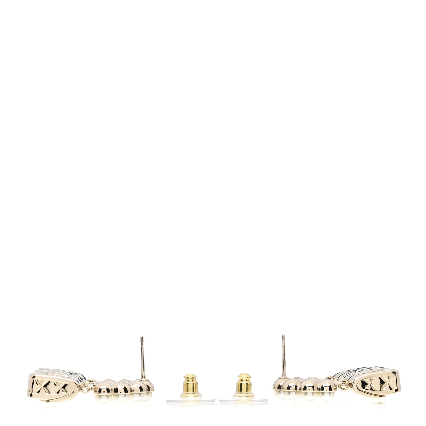Pearl Quilted CC Flap Bag Earrings Gold