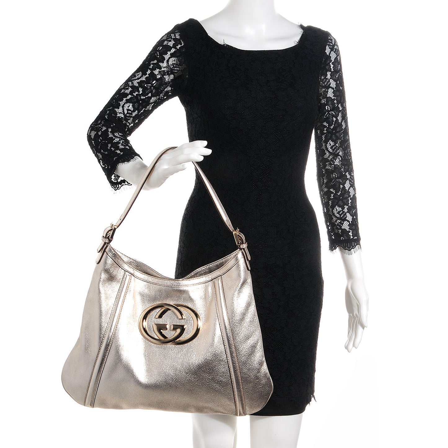 Leather Medium Britt Hobo Platinum