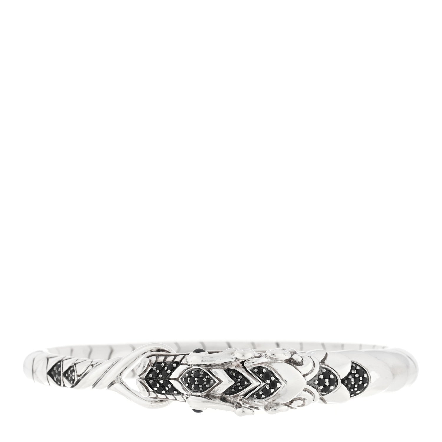 John Hardy Sterling Silver Black Spinel Sapphire Naga Dragon Bracelet 1 of 4