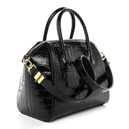 Givenchy Calfskin Crocodile Embossed Small Antigona Black 3 of 11
