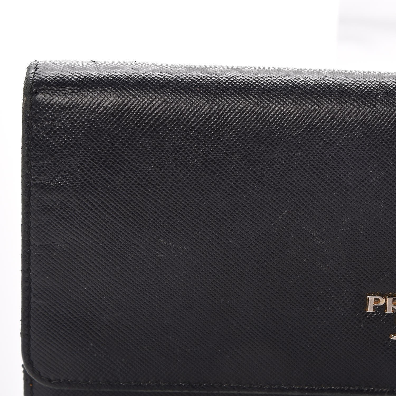 Prada Saffiano Metal Oro Chain Wallet Black 10 of 12
