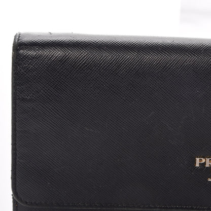 Prada Saffiano Metal Oro Chain Wallet Black 10 of 12