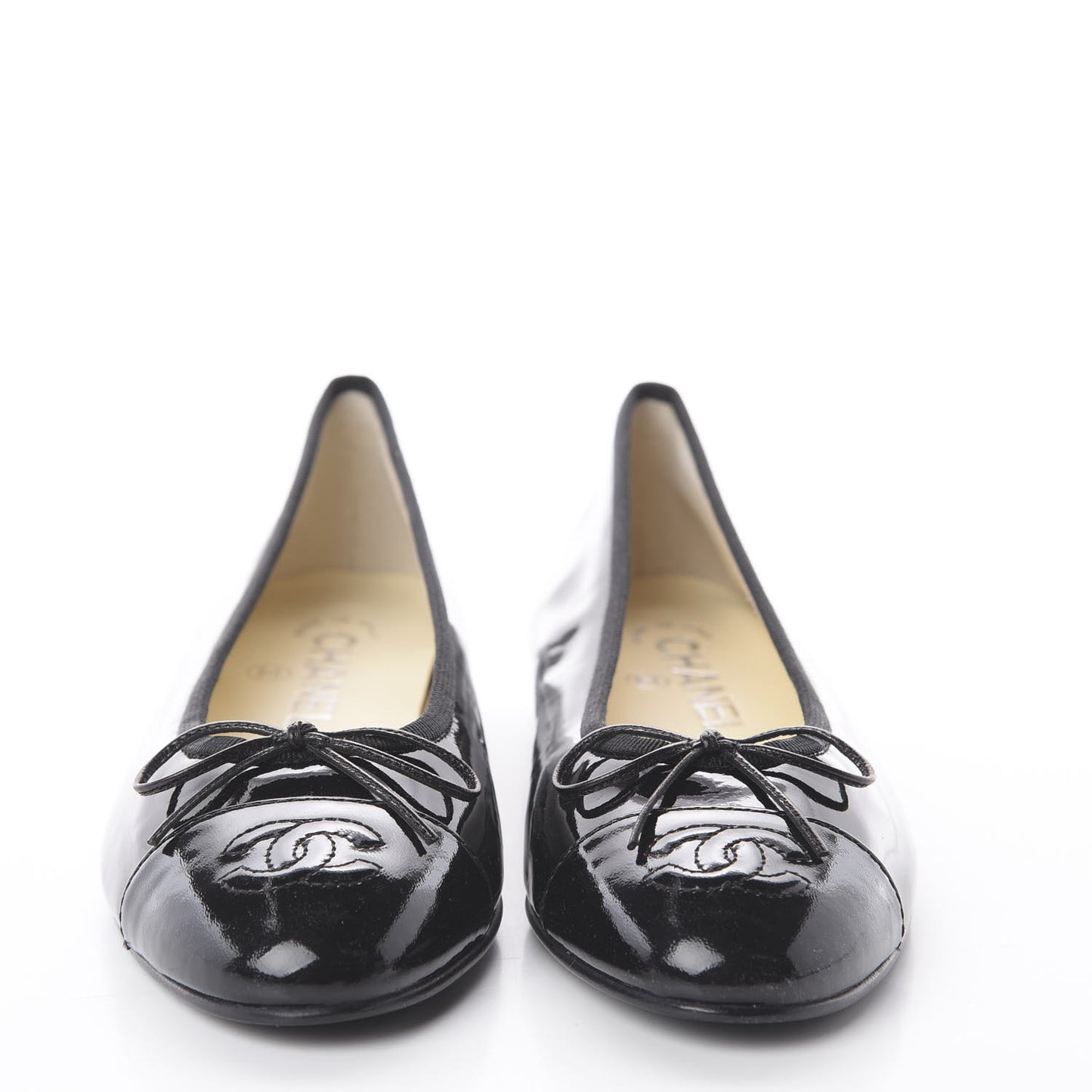 Patent CC Cap Toe Ballerina Flats 35.5 Black