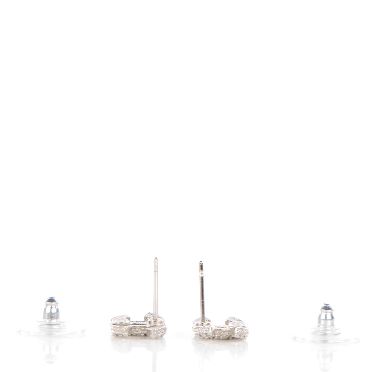 Chanel Crystal Timeless CC Earrings Silver 3 of 5