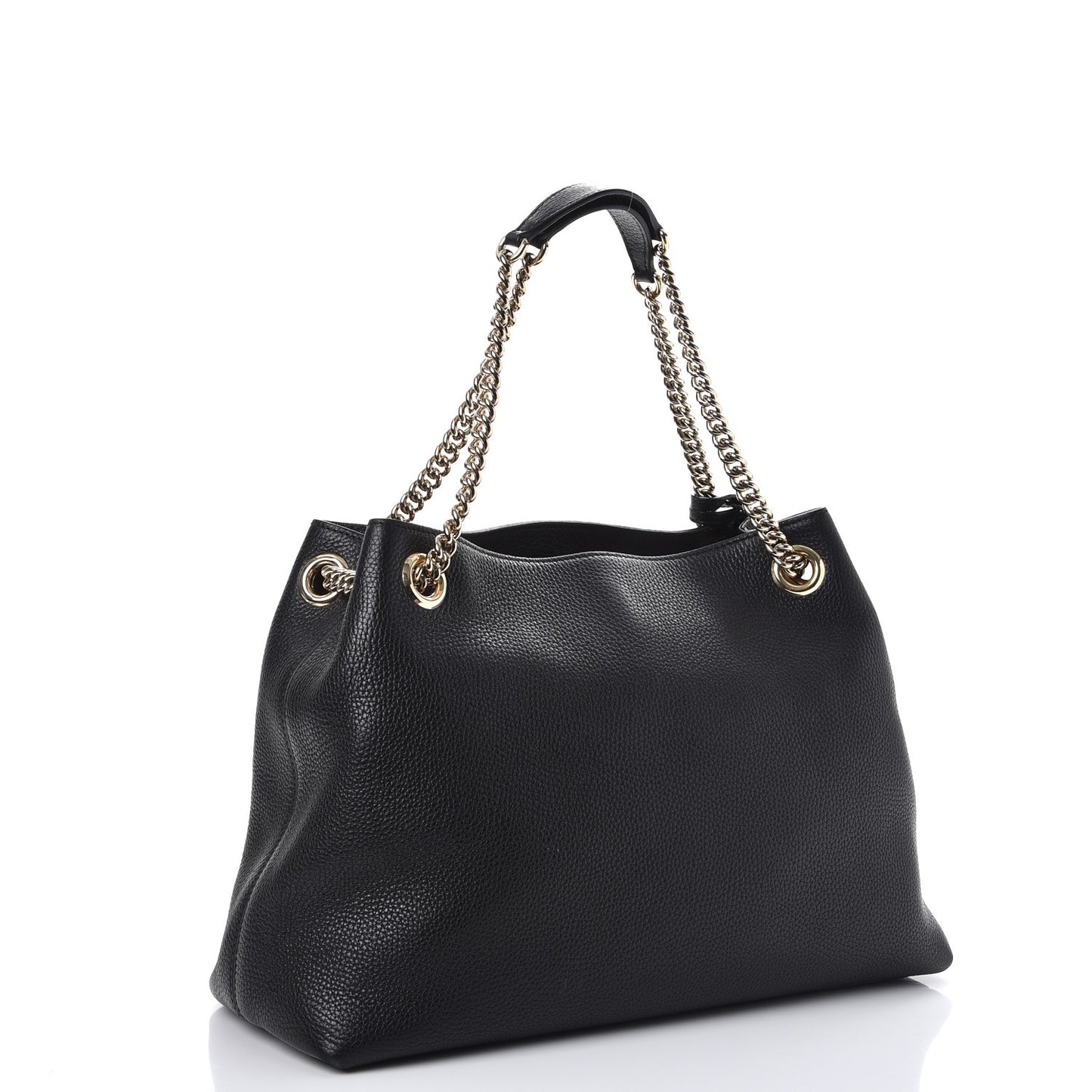Pebbled Calfskin Medium Soho Chain Shoulder Bag Black