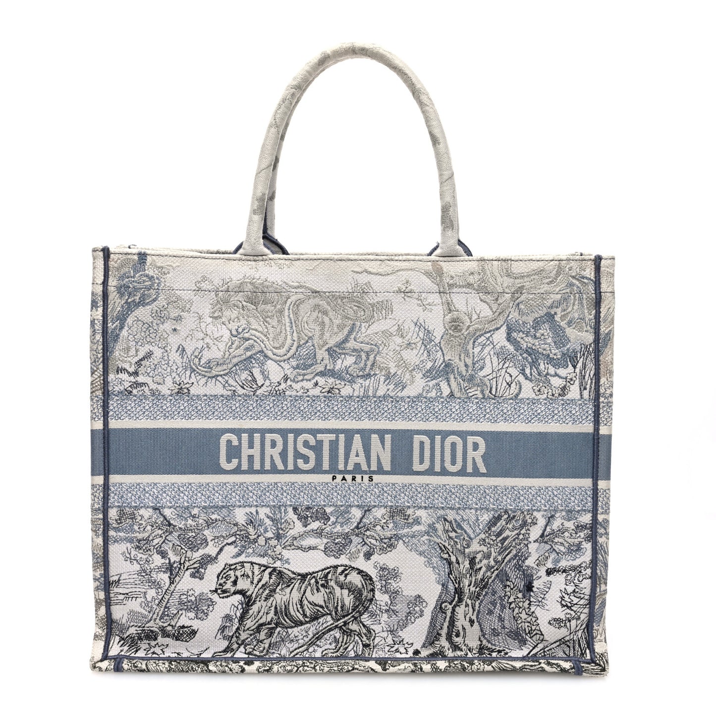 Gradient Canvas Embroidered Large Dioriviera Toile De Jouy Book Tote Blue