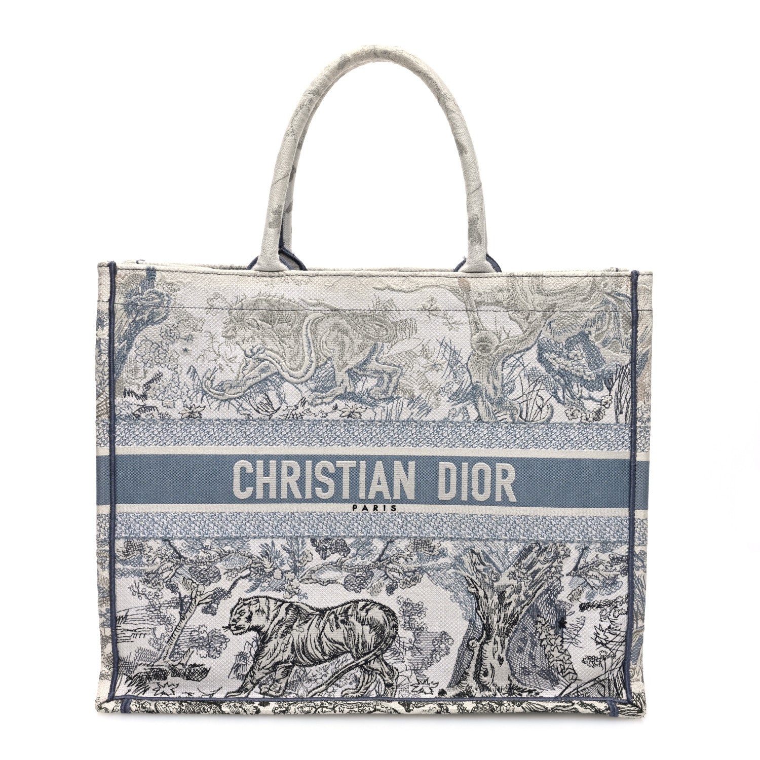 Christian Dior Gradient Canvas Embroidered Large Dioriviera Toile De Jouy Book Tote Blue 1 of 12