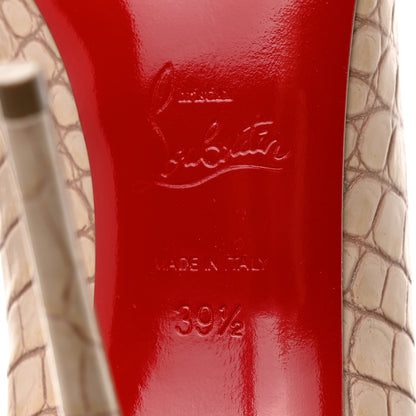 Christian Louboutin CHRISTIAN LOUBOUTIN Calfskin Crocodile Embossed Kate 100 Pumps 39.5 Leche 7 of 8