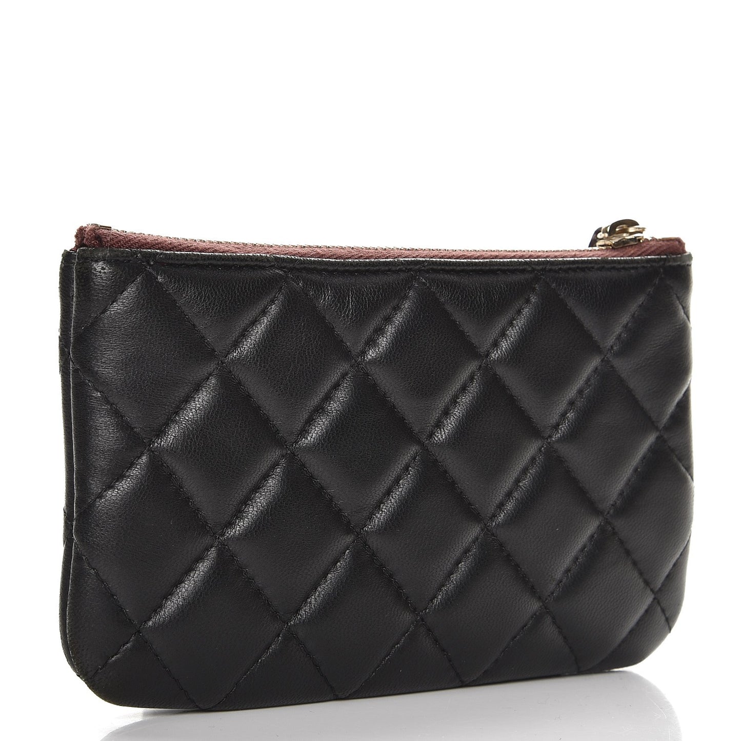 Lambskin Quilted Small Cosmetic Case Black