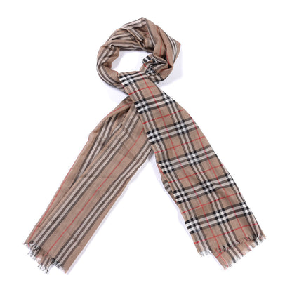 Burberry Wool Silk Icon Stripe Vintage Check Lightweight Scarf Archive Beige 2 of 4