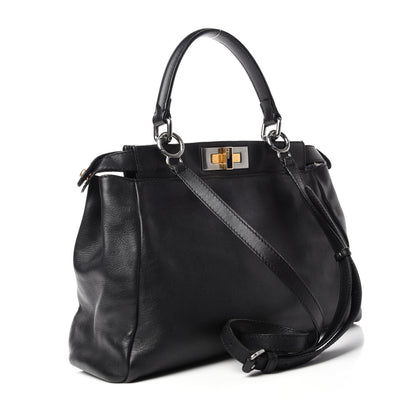 Fendi Vitello Suede Medium Peekaboo Iconic Satchel Black 3 of 12