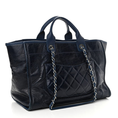 Chanel Glazed Calfskin Large Deauville Tote Blue 2 of 10