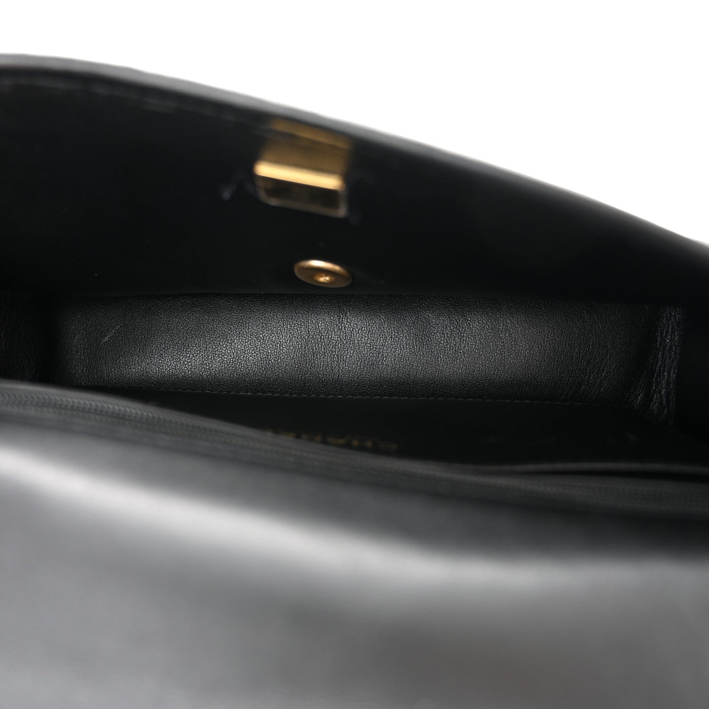 Metallic Lambskin Viscose Woven Flap Silver Black