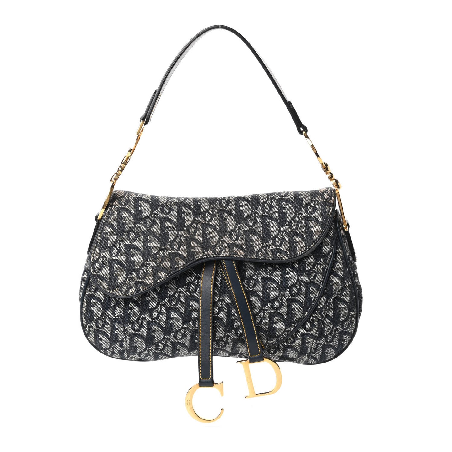 Monogram Double Saddle Bag Navy Blue