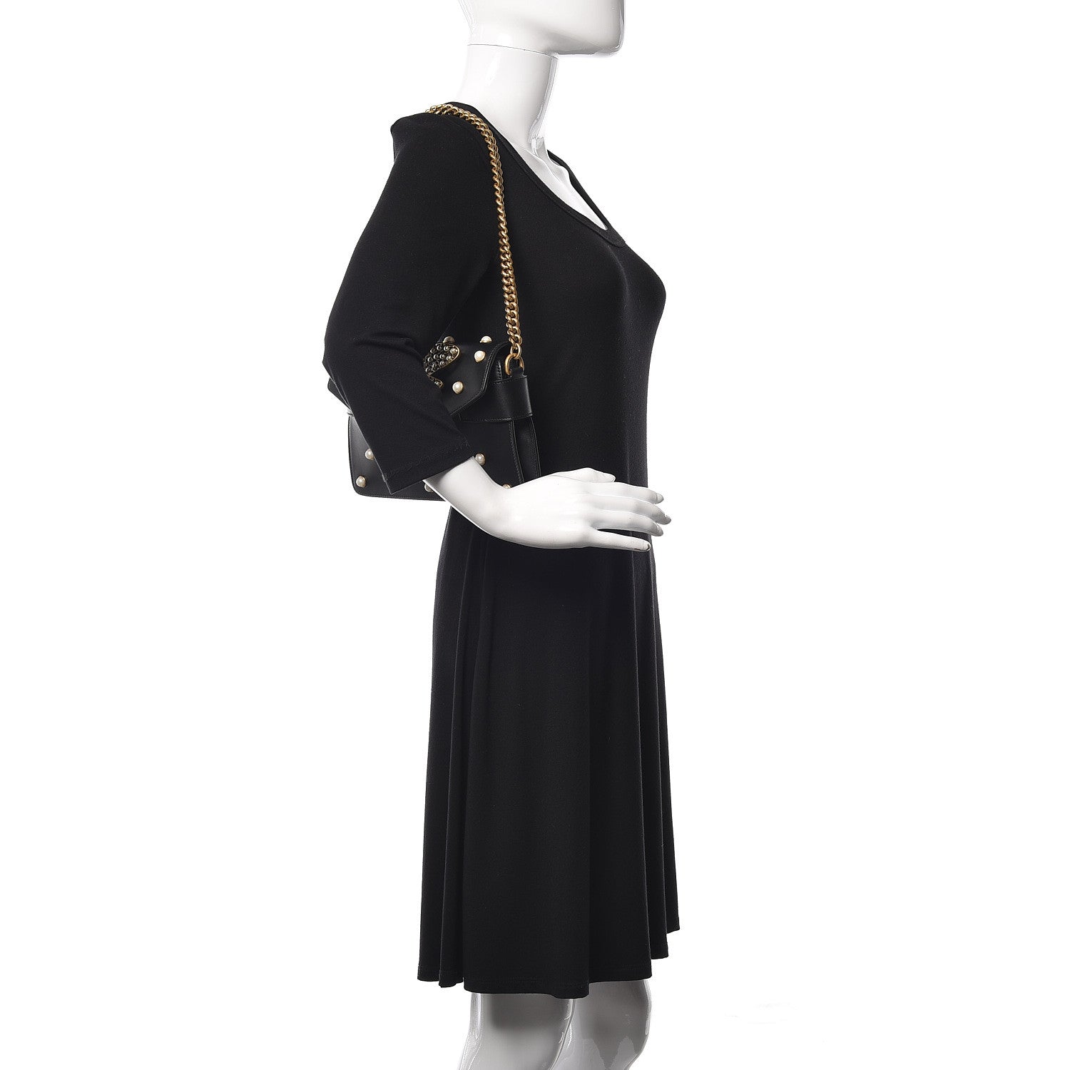 Gucci Nappa Pearl Studded Mini Queen Margaret Broadway Shoulder Bag Black 2 of 14