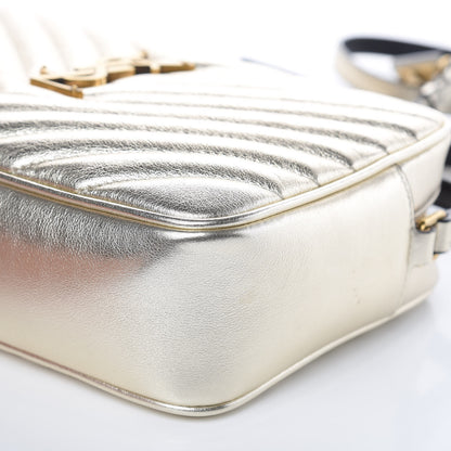 Saint Laurent Metallic Calfskin Matelasse Monogram Lou Camera Bag Platino 9 of 9