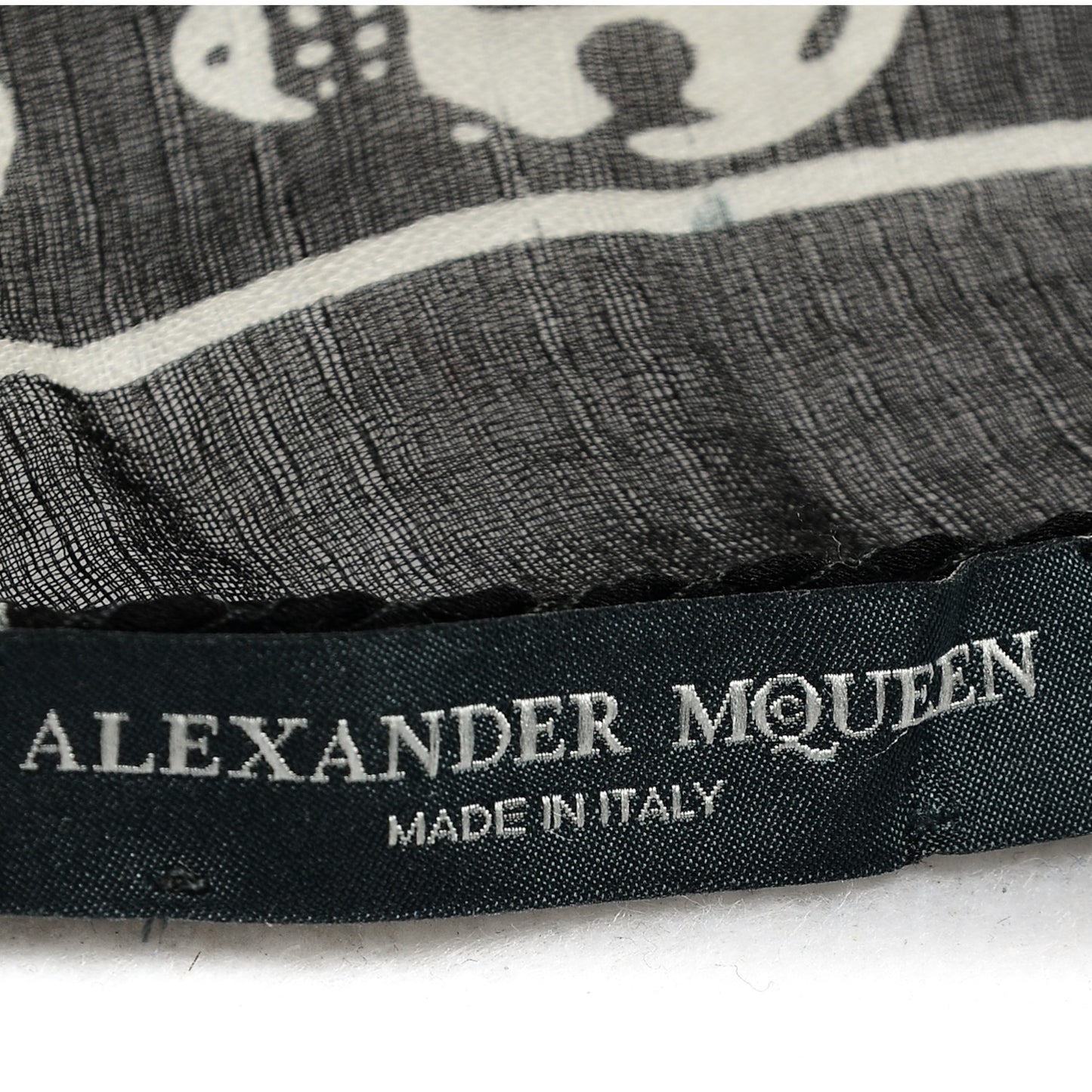 Silk Chiffon Skull Scarf Black Ivory