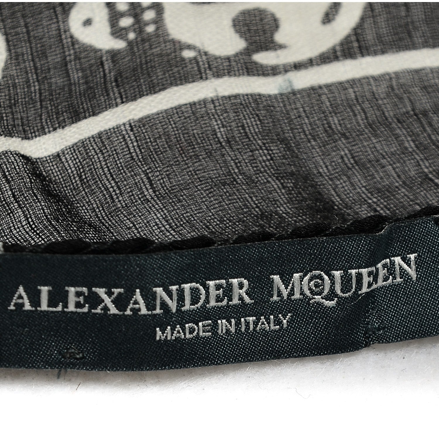 Alexander McQueen Silk Chiffon Skull Scarf Black Ivory 6 of 6