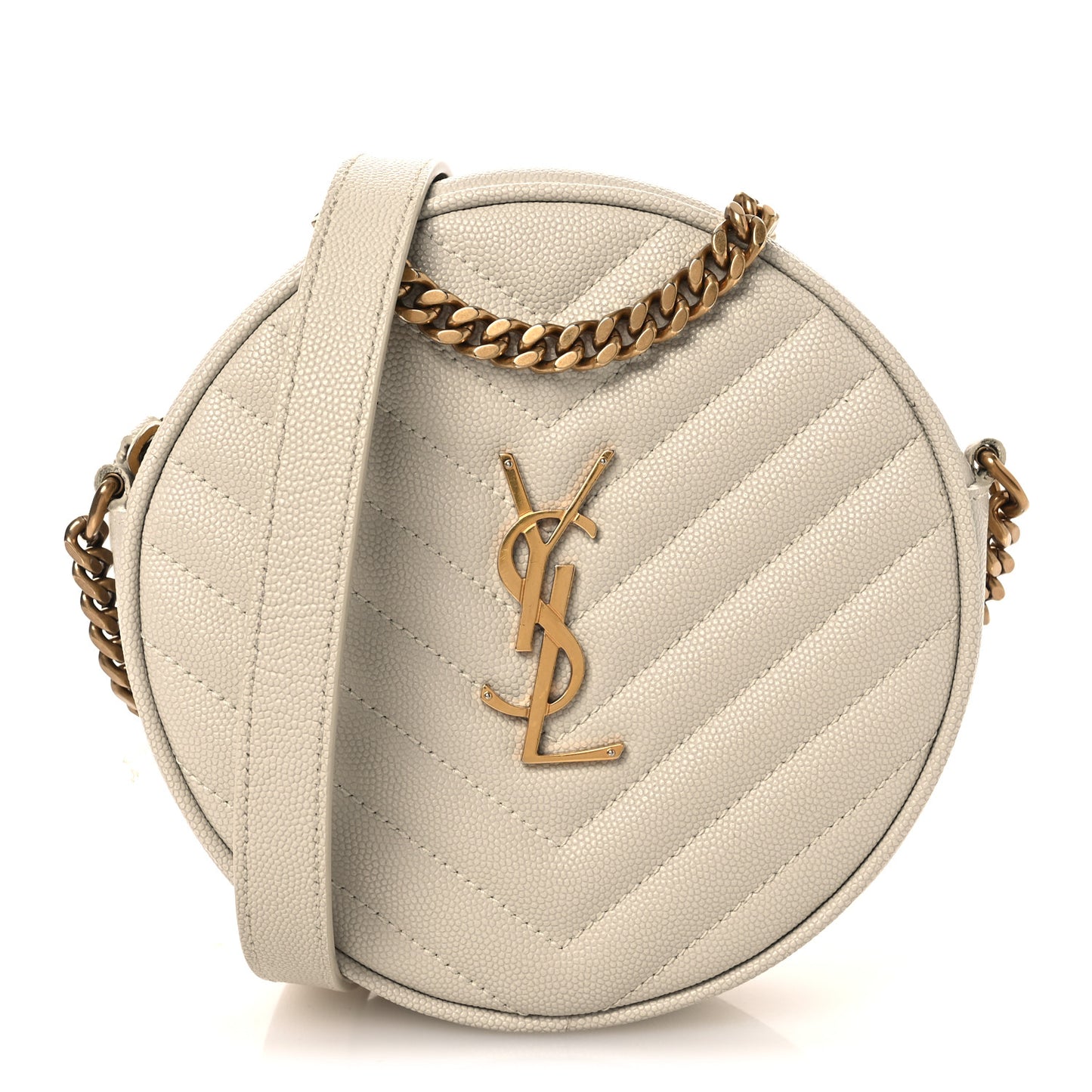 Grain De Poudre Matelasse Chevron Quilted Round Vinyle Camera Bag Crema Soft