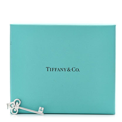 Tiffany 18K White Gold Diamond Fleur De Lis Key Pendant 5 of 5