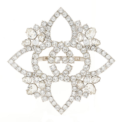 Gucci Metal Crystal Interlocking G Flower Ring M Silver 1 of 7