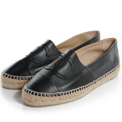 Chanel Lambskin Espadrille Flats Black 37 3 of 6