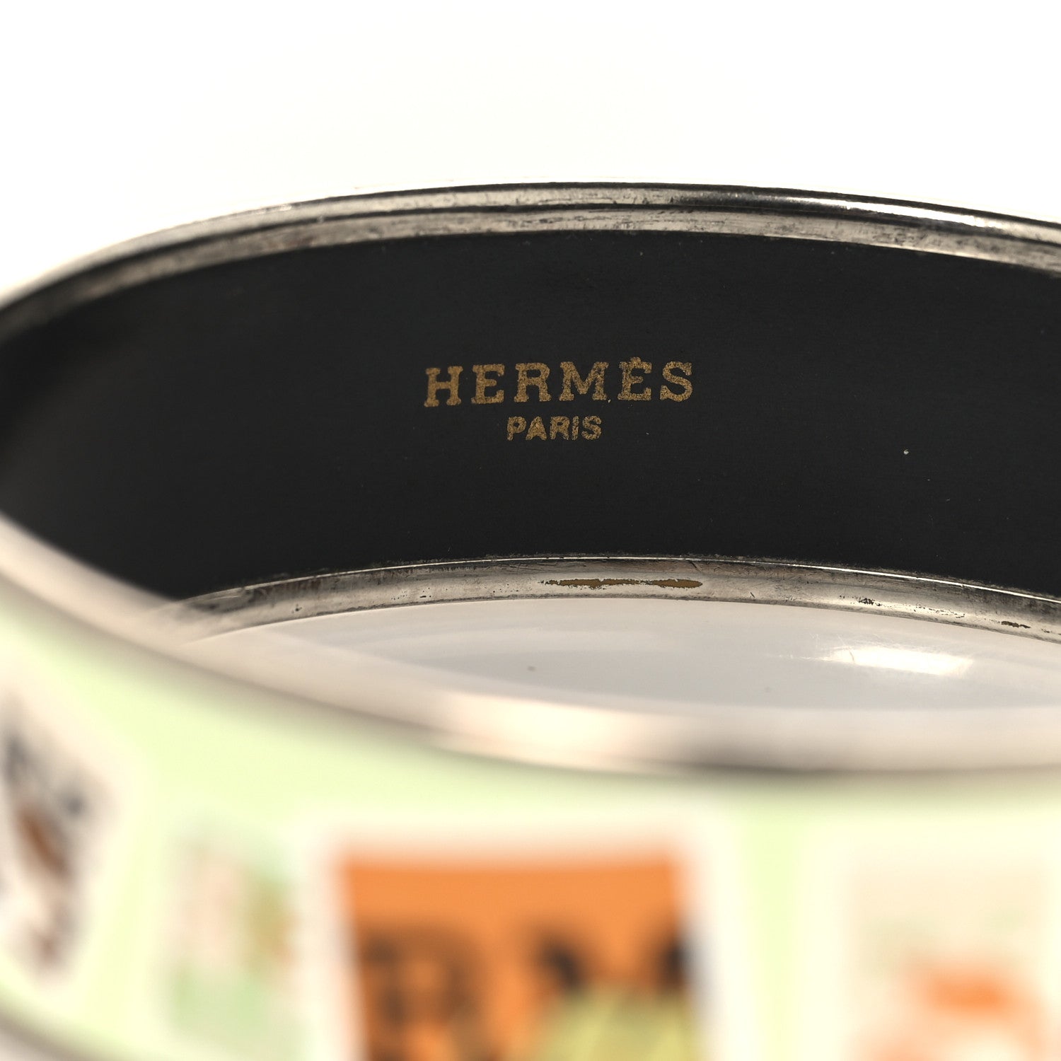 Hermes Enamel Printed Wide De Passage a Paris Bracelet 70 4 of 6