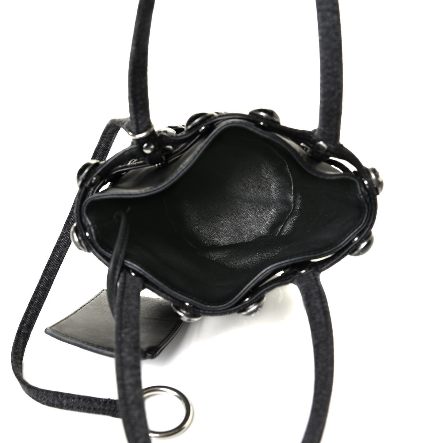 Denim Embellished Mini Roxy Bucket Bag Grey Aged