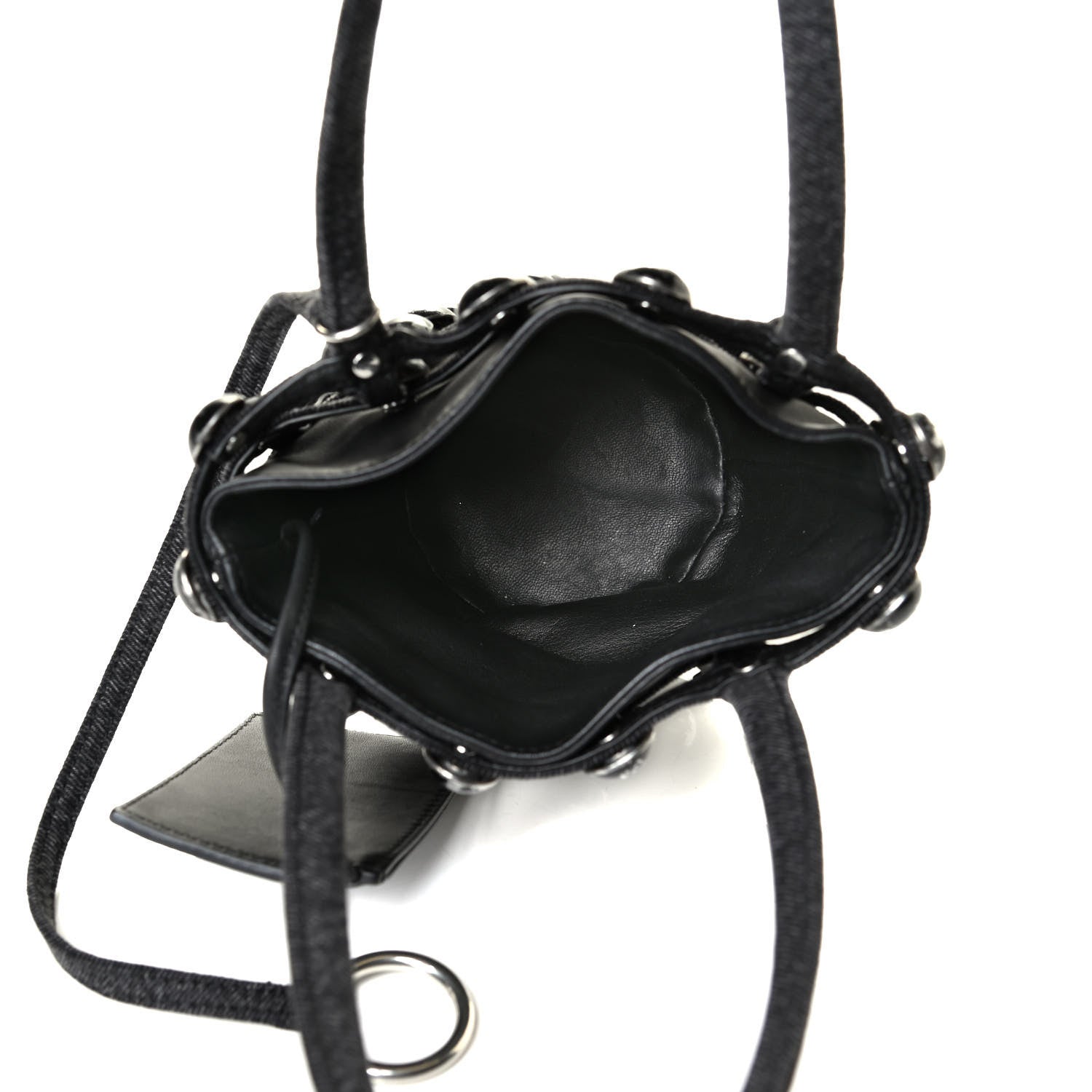 Alexander Wang Denim Embellished Mini Roxy Bucket Bag Grey Aged 4 of 5