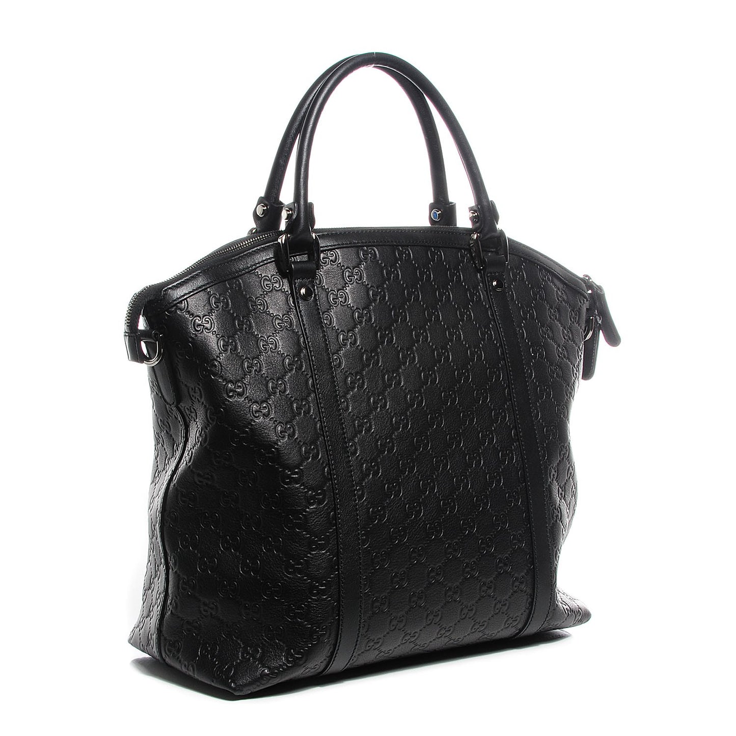 Guccissima Large GG Charm Convertible Dome Satchel Black