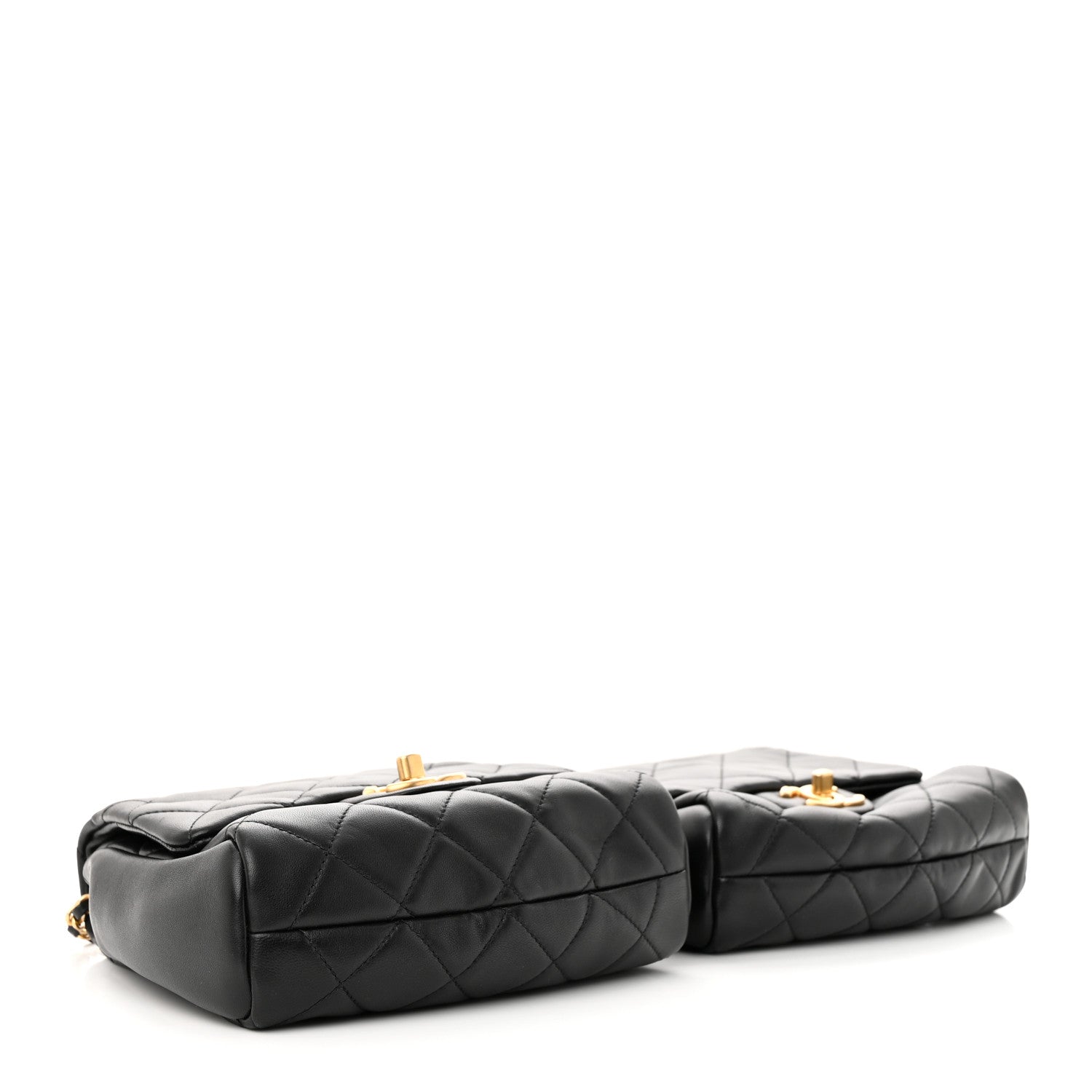 Chanel Lambskin Pearl Quilted Side Packs Black 4 of 11