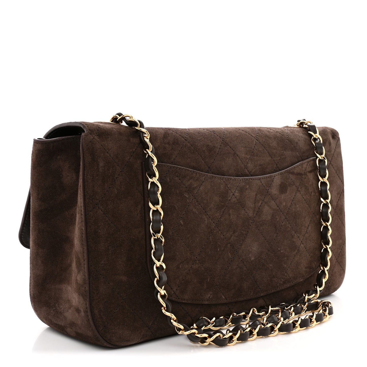 Suede Calfskin Small Souplissimo Maxi Flap Dark Brown